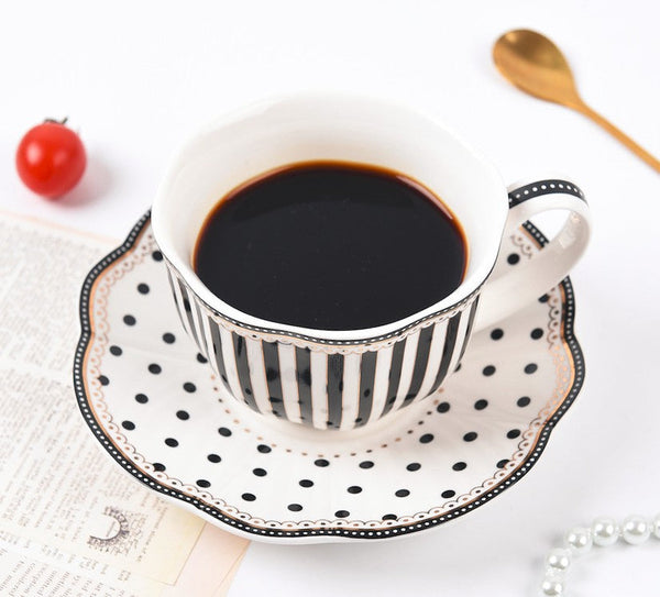 Creative Porcelain Tea Cup Saucer Set, Elegant Modern Ceramic Coffee Cups, Unique Porcelain Cup and Saucer, Afternoon British Tea Cups-ArtWorkCrafts.com