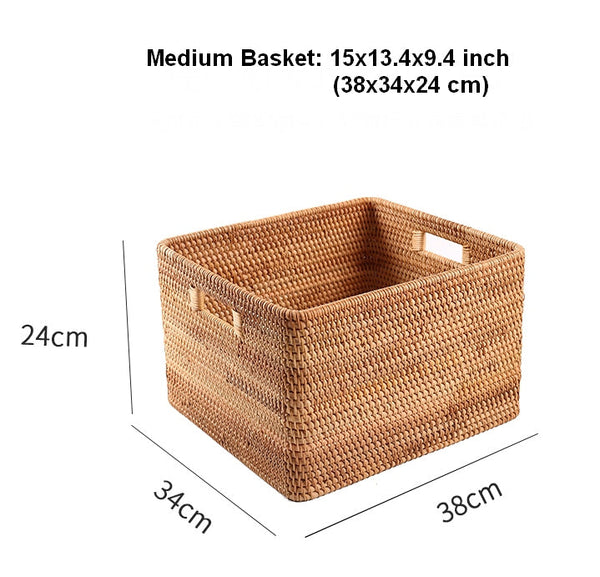 Extra Large Woven Baskets for Living Room, Storage Baskets for Clothes, Storage Baskets for Kitchen, Rectangular Storage Basket for Bedroom, Storage Baskets for Shelves-ArtWorkCrafts.com