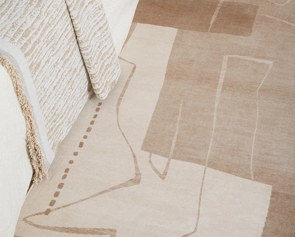 Abstract Modern Rugs for Living Room, Contemporary Modern Rugs Next to Bed, Geometric Modern Rugs under Dining Room Table, Brown Modern Carpets for Office-ArtWorkCrafts.com