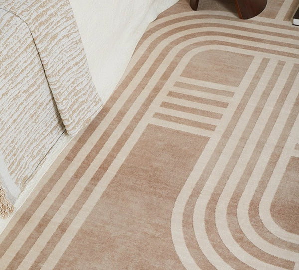 Contemporary Modern Rugs Next to Bed, Geometric Modern Rugs under Dining Room Table, Brown Modern Carpets for Office, Abstract Modern Rugs for Living Room-ArtWorkCrafts.com