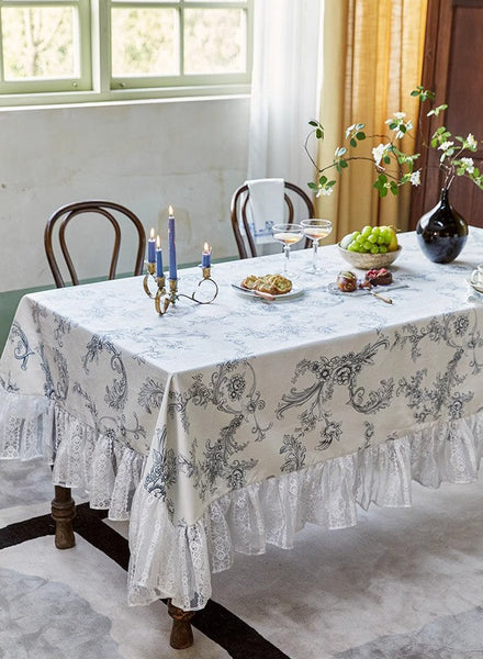 Large Modern Rectangle Tablecloth for Dining Table, Picnic Spring Flower Table Covers for Round Table, Farmhouse Table Cloth for Oval Table-ArtWorkCrafts.com