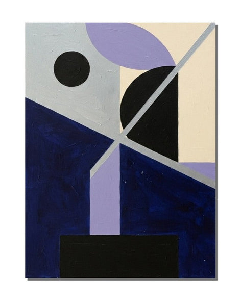Original Abstract Contemporary Wall Art, Dark Navy, Black, Purple Color, Geometric Pattern Abtract Art for Mid-Century Modern Decor
