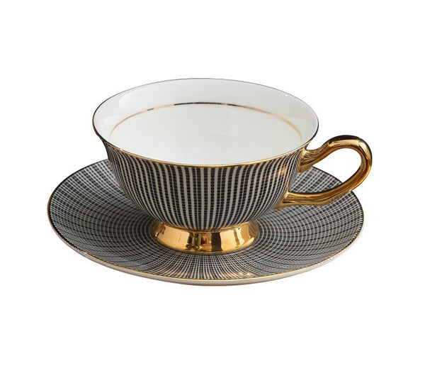 Elegant Ceramic Cups, Unique Modern Coffee Cup and Saucer, Creative Bone China Porcelain Tea Cup Set, Beautiful British Tea Cups-ArtWorkCrafts.com