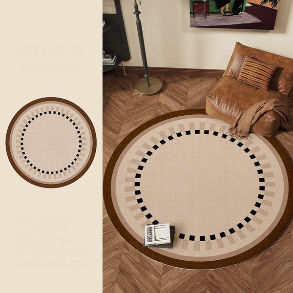 Mid Century Modern Rugs under Chairs, Bedroom Circular Modern Rugs, Geometric Round Rugs for Dining Room, Contemporary Modern Rugs-ArtWorkCrafts.com