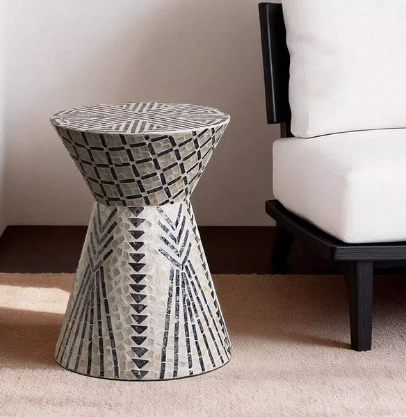Modern Portable Casual Side Table, Contemporary Round Side Table, Creative Coffee Table, Bedside Small Side Table, Shell Small Sofa Side Table-ArtWorkCrafts.com