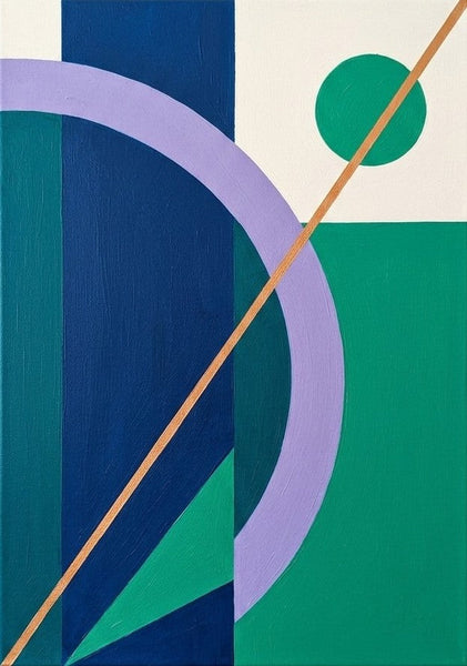 Geometric Pattern Abtract Art for Modernism Decor, Blue, Green, Purple Color, Original Contemporary Modern Paintings