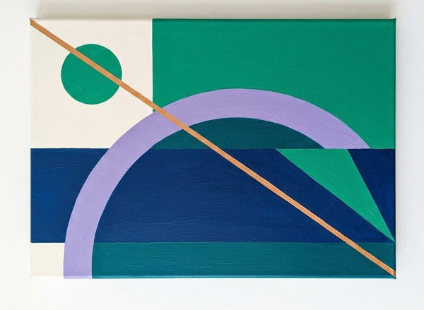 Geometric Pattern Abtract Art for Modernism Decor, Blue, Green, Purple Color, Original Contemporary Modern Paintings