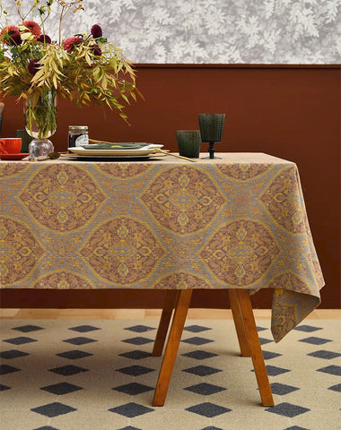 Persian Oriental Tablecloth for Dining Room Table, Extra Large Rectangle Table Covers for Kitchen, Cotton Square Tablecloth for Coffee Table-ArtWorkCrafts.com