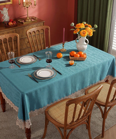 Table Cover for Dining Room Table, Green Lace Tablecloth for Home Decoration, Large Modern Rectangle Tablecloth, Square Tablecloth for Round Table-ArtWorkCrafts.com