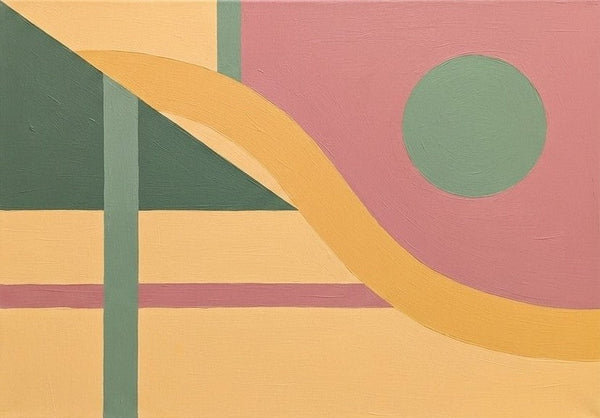 Geometric Pattern Abtract Art for Modernism Decor, Beige, Dusty Pink, Green Color, Original Contemporary Canvas Paintings