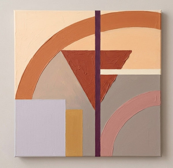 Geometric Pattern Abstract Paintings for Modernism Decor, Terracotta, Beige, Taupe Colors, Modern Contemporary Wall Art