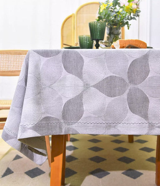 Large Rectangle Table Covers for Dining Room Table, Modern Table Cloths for Kitchen, Simple Contemporary Grey Cotton Tablecloth, Square Tablecloth for Round Table-ArtWorkCrafts.com