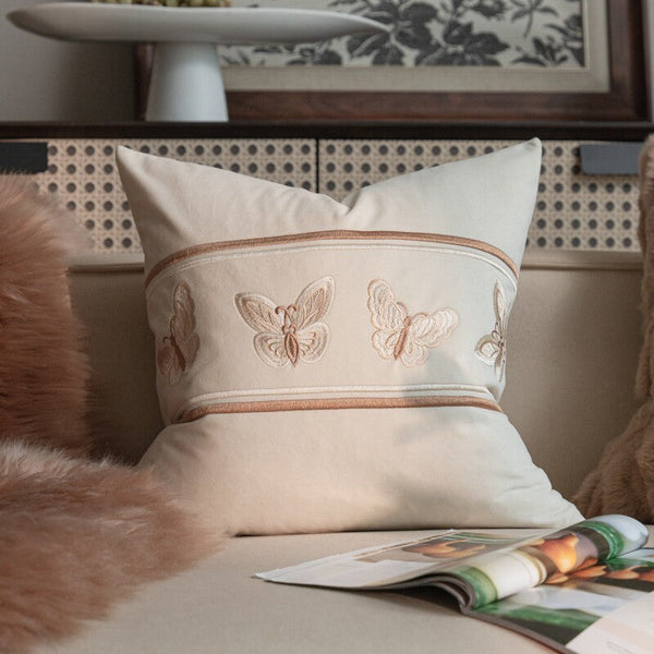 Embroidered Butterfly Pillow Covers, Modern Decorative Pillows for Bedroom, Decorative Pillow Arrangement Ideas for Couch, Large Decorative Throw Pillows for Living Room-ArtWorkCrafts.com