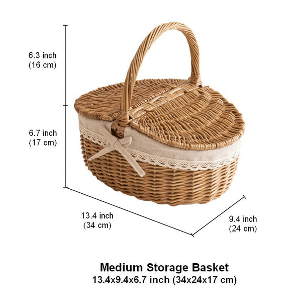 Picnic Storage Basket with Handle, Extra Large Kitchen Storage Baskets, Natural Hand-woven Wicker Storage Basket, Lovely Willow Weaving Baskets for Vegetable, Natural Fruit Storage Baskets-ArtWorkCrafts.com