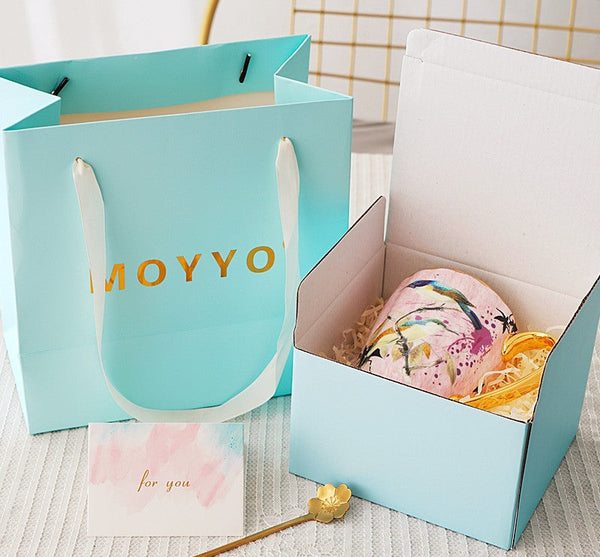 Elegant Pink Ceramic Coffee Mug, Beautiful Bird Flower Ceramic Mug, Large Creative Bone China Porcelain Mug, Large Capacity Ceramic Mugs for Office-ArtWorkCrafts.com