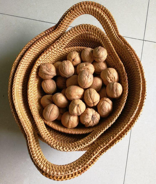 Round Storage Baskets, Storage Baskets for Shelves, Rattan Storage Basket, Woven Storage Basket for Kitchen, Set of 3-ArtWorkCrafts.com