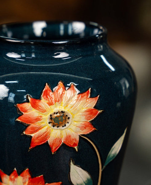 Ceramic Bouquet Vases, Sunflower Vases on Table, Porcelain Flower Vases, Dining Table Centerpiece, Handmade Water Holding Flower Vase-ArtWorkCrafts.com