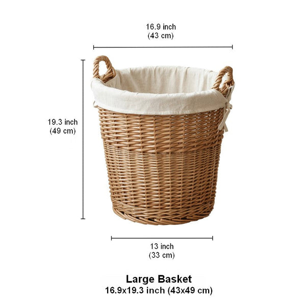 Large Food Storage Basket with Handle, Natural Hand-woven Wicker Storage Basket for Clothes, Willow Weaving Baskets for Clothes, Extra Large Kitchen Storage Baskets-ArtWorkCrafts.com