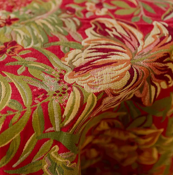 Large Modern Rectangle Tablecloth for Dining Table, Flower Pattern Red Table Covers for Round Table, Farmhouse Table Cloth for Oval Table-ArtWorkCrafts.com