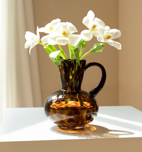 Mid Century Glass Vases, Centerpiece Contemporary Vases on Table, Handmade Modern Vases for Bedroom, Decorative Glass Vase, Modern Glass Vase for Flowers-ArtWorkCrafts.com