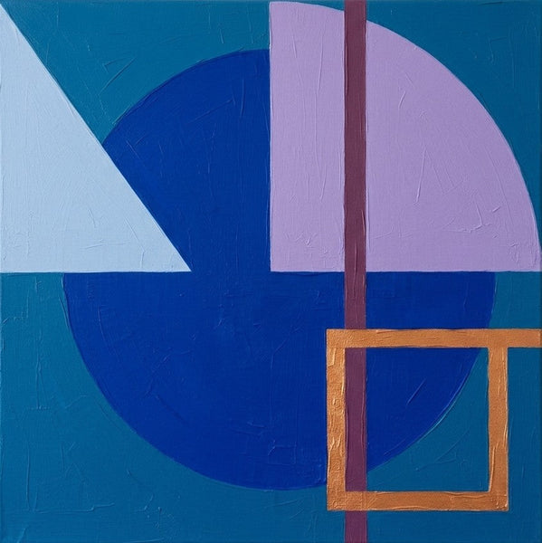 Abstract Modern Contemporary Artwork, Blue, Purple Color Geometric Pattern Original Paintings for Modernism Decor