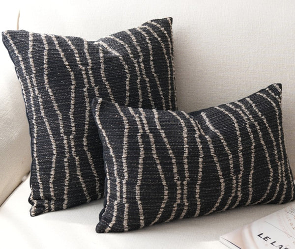 Modern Pillows for Dining Room, Modern Sofa Pillows, Large Modern Sofa Pillows, Decorative Throw Pillows for Couch, Black Contemporary Throw Pillows-ArtWorkCrafts.com
