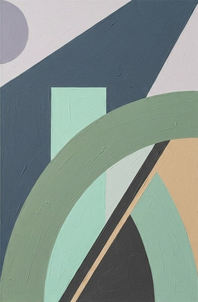 Extra Large Abstract Wall Art Paintings, Oversized Modern Canvas Art, Sage Green, Denim Blue Colors, Geometric Pattern Modern Artwork