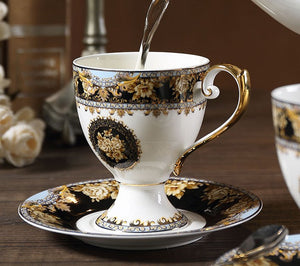 Royal Bone China Porcelain Tea Cup Set, Tea Cups and Saucers in Gift Box as Birthday Gift, Elegant Ceramic Coffee Cups, Beautiful British Tea Cups-ArtWorkCrafts.com