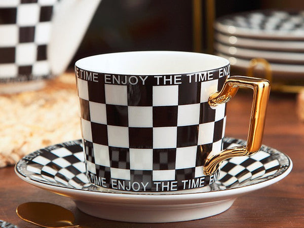 Creative Ceramic Coffee Cups for Office, Beautiful British Tea Cups, Creative Porcelain Tea Cup Saucer Set, 6.8 oz Tea Cup and Saucer in Gift Box as Birthday Gift-ArtWorkCrafts.com