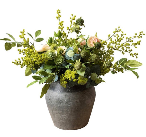 Spring Flower Arrangement for Living Room, Ranunculus Asiaticus, Globe Amaranth, Botany Plants, Beautiful Modern Flower Arrangement Ideas for Home Decoration-ArtWorkCrafts.com