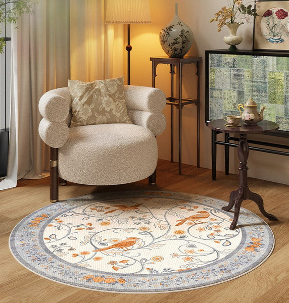 Dining Room Contemporary Round Rugs, Bedroom Modern Round Rugs, Modern Rug Ideas for Living Room, Circular Modern Rugs under Chairs-ArtWorkCrafts.com