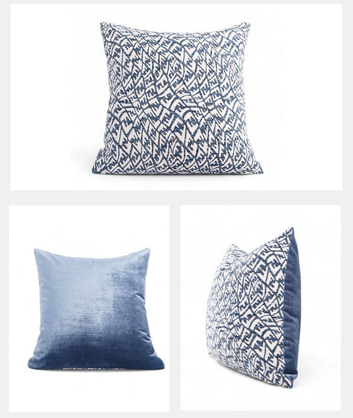 Modern Pillows for Couch, Blue Decorative Throw Pillows for Living Room, Decorative Pillow Covers, Large Modern Sofa Cushion-ArtWorkCrafts.com