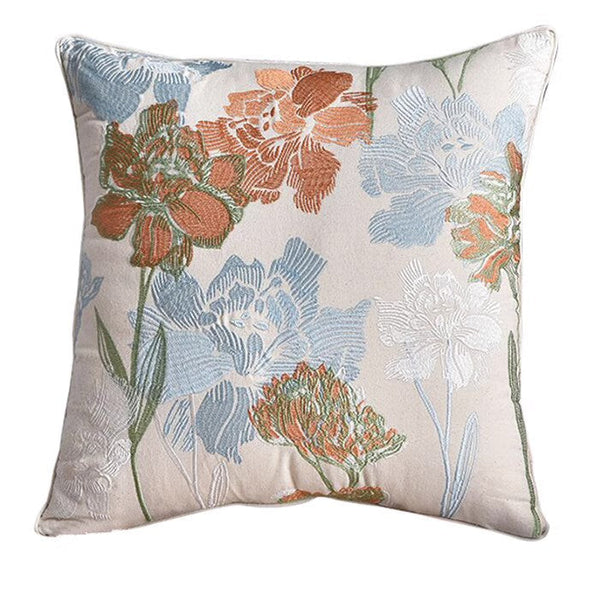 Decorative Sofa Pillows for Couch, Embroider Flower Cotton Pillow Covers, Cotton Flower Decorative Pillows, Farmhouse Decorative Pillows-ArtWorkCrafts.com