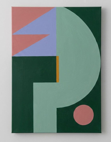 Large Geometric Modern Paintings, Contemporary Abstract Artwork, Dark Green, Mint Green, Lavender Gray Colors