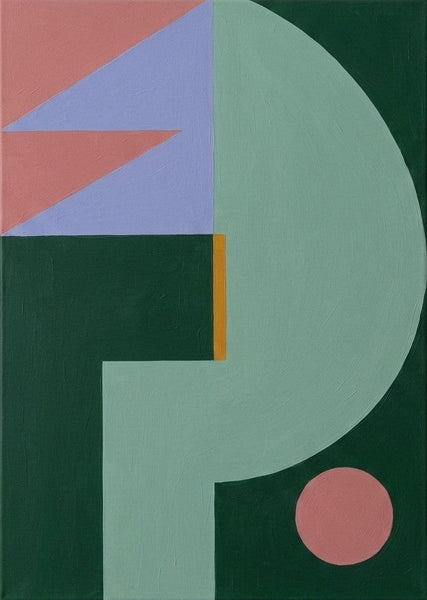 Large Geometric Modern Paintings, Contemporary Abstract Artwork, Dark Green, Mint Green, Lavender Gray Colors