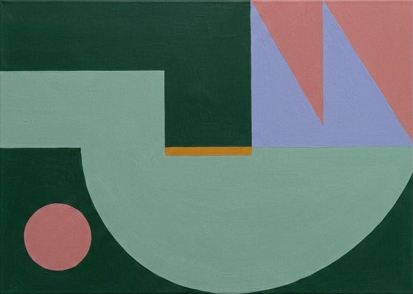 Large Geometric Modern Paintings, Contemporary Abstract Artwork, Dark Green, Mint Green, Lavender Gray Colors
