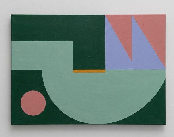 Large Geometric Modern Paintings, Contemporary Abstract Artwork, Dark Green, Mint Green, Lavender Gray Colors