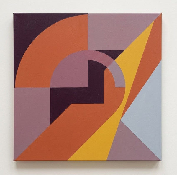 Original Contemporary Artwork, Mauve, Yellow, Terracotta Colors, Geometric Pattern Modern Paintings for Modernism Decor