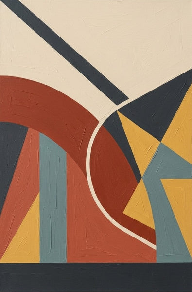 Abstract Wall Art Paintings, Oversized Modern Canvas Art, Brown- Red, Yellow, Black Color Geometric Pattern Abstract Artwork