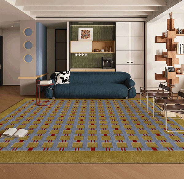 Mid Century Modern Rugs for Living Room, Vintage Area Rugs for Bedroom, Large Contemporary Area Rugs for Dining Room-ArtWorkCrafts.com