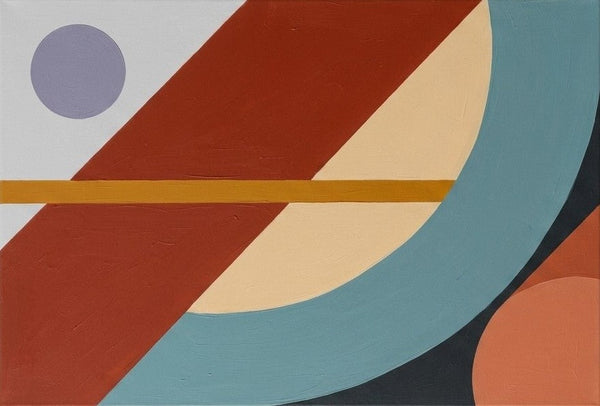 Large Abstract Paintings, Oversized Modern Canvas Wall Art, Terracotta Red, Slate Blue, Cream Beige Colors, Geometric Pattern Modern Artwork