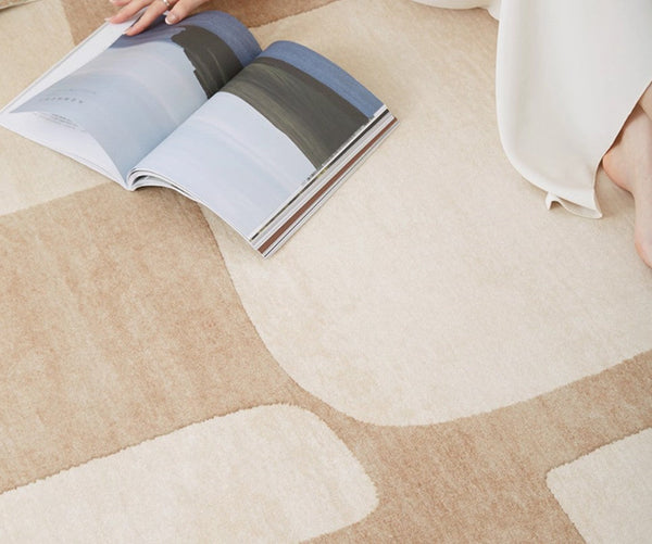 Unique Geometric Modern Rugs under Dining Room Table, Brown Modern Carpets for Office, Abstract Modern Rugs for Living Room, Contemporary Modern Rugs Next to Bed-ArtWorkCrafts.com