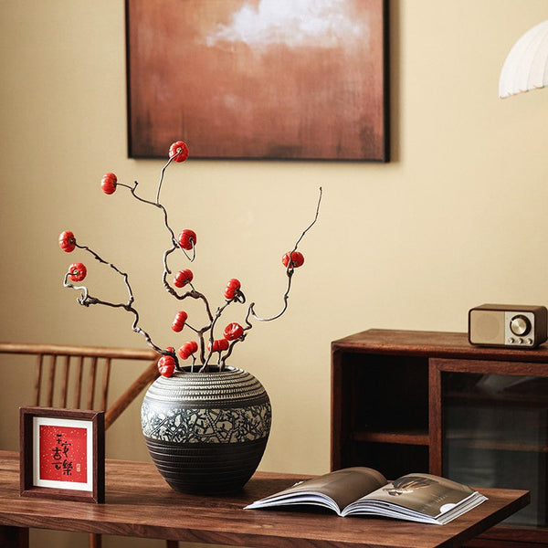 Large Pottery Flower Vases Urn, Centerpiece on Dining Table, Flower Vase on Table, Handmade Water Holding Flower Vases, Modern Bouquet Vases-ArtWorkCrafts.com