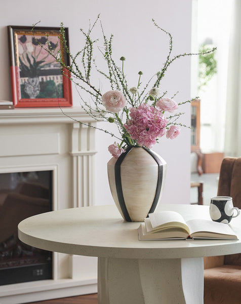 Large Contemporary Vases on Dining Table, Handmade Modern Flower Vase, Centerpiece Ceramic Bouquet Vases, Porcelain Vases for Modern Home Decor-ArtWorkCrafts.com