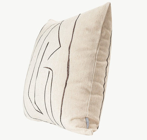 Geometric Square Modern Throw Pillows for Couch, Beige Decorative Throw Pillows, Large Contemporary Throw Pillow for Interior Design-ArtWorkCrafts.com