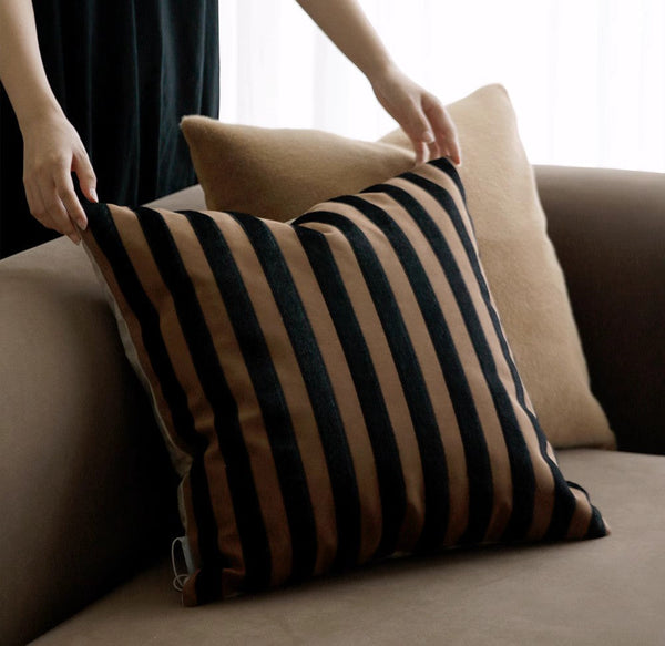 Large Modern Decorative Pillows for Sofa, Contemporary Cushions for Interior Design, Brown Modern Throw Pillows for Couch-ArtWorkCrafts.com