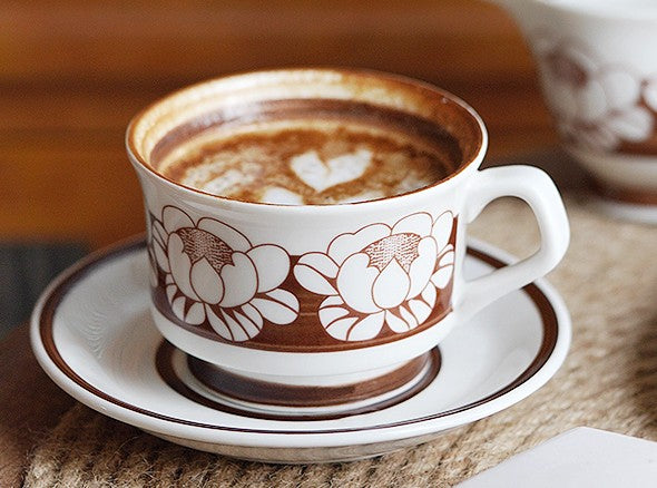Elegant Ceramic Coffee Cups, Flower Porcelain Tea Cup Saucer Set, Beautiful British Tea Cups, Traditional English Tea Cup and Saucer-ArtWorkCrafts.com