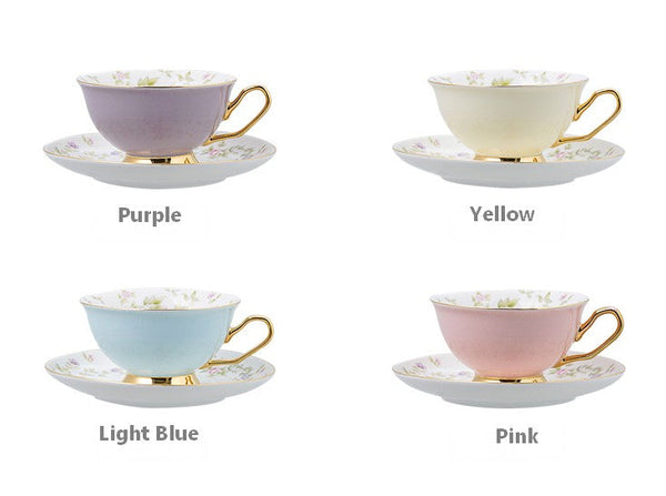 Elegant Ceramic Coffee Cups, Beautiful British Tea Cups, Unique Afternoon Tea Cups and Saucers in Gift Box, Royal Bone China Porcelain Tea Cup Set-ArtWorkCrafts.com