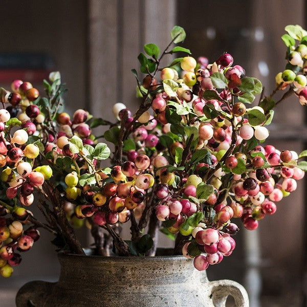 Cranberry Fruit Branch, Flower Arrangement Ideas for Living Room, Unique Artificial Flowers for Home Decoration, Spring Artificial Floral for Bedroom-ArtWorkCrafts.com