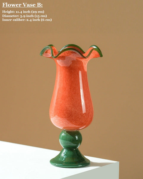 Unique Modern Glass Vase, Contemporary Vase for Modern Home Decor, Modern Glass Flower Vases, Handmade Liuli Vases, Centerpiece Vases on Table-ArtWorkCrafts.com